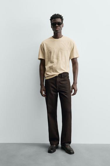 EMBROIDERED T-SHIRT - Beige by Zara - Image 0