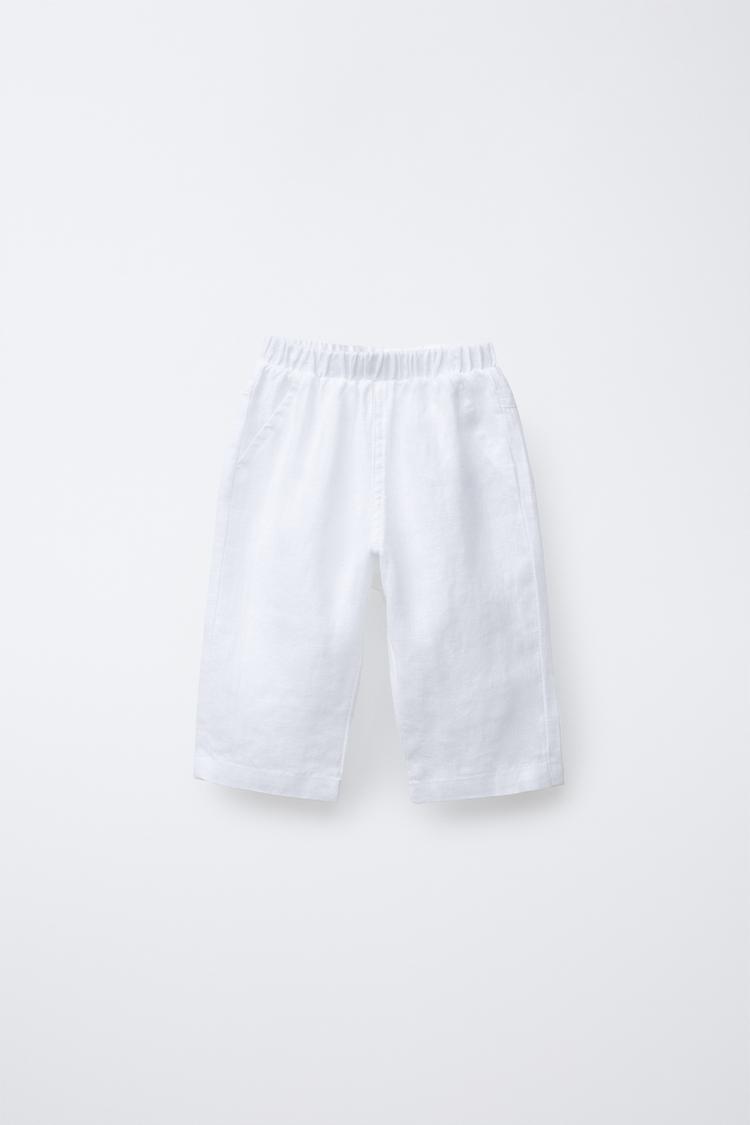 Lino Jersey Blanco NiÃ±o Zara Pantalón Corto Pantalon Lino Blanco