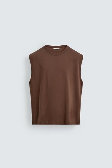 RELAXED FIT TANK TOP - Dark brown by Zara
