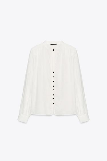 SHIRT WITH SHOULDER PADS - Oyster-white by Zara - Image 5