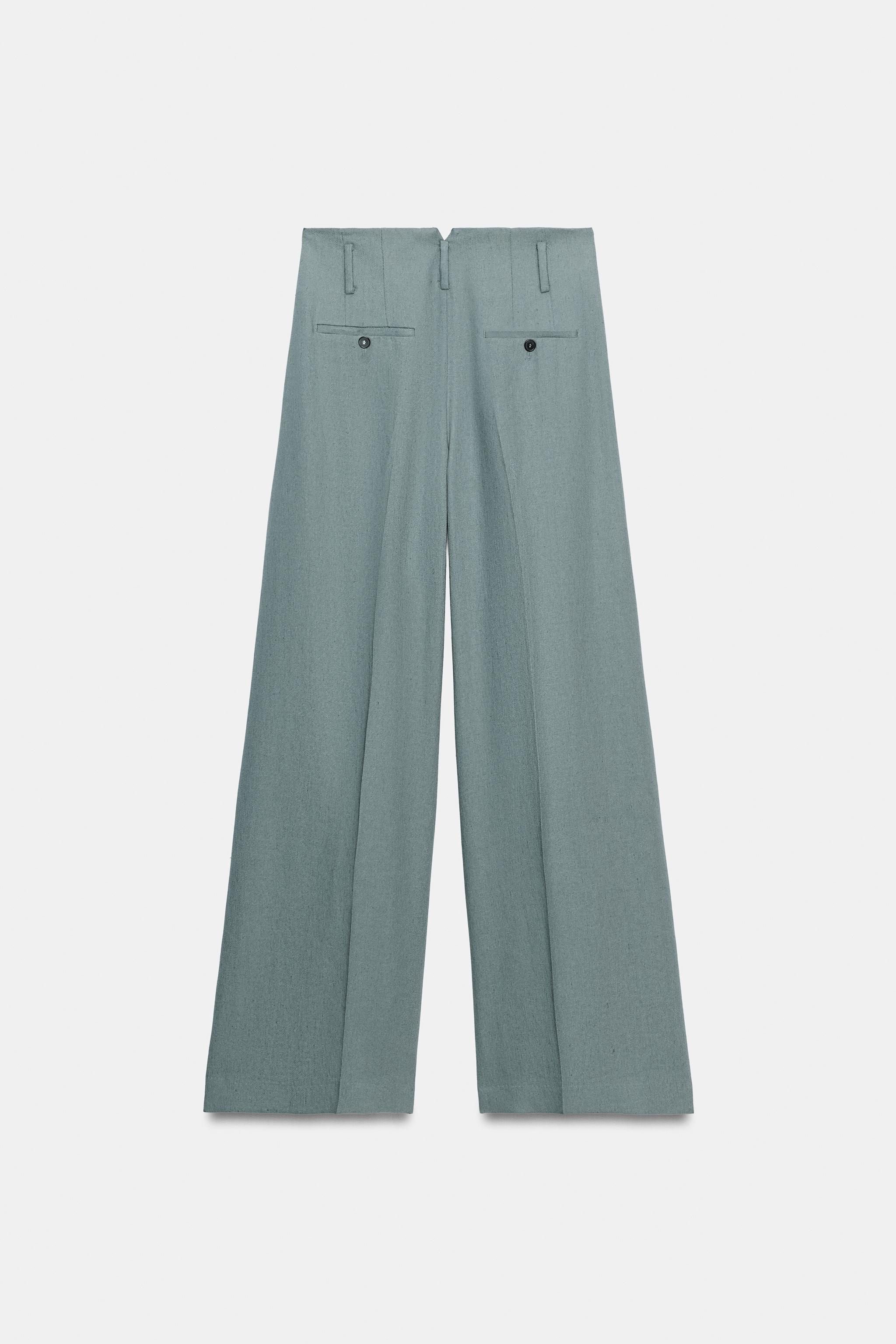 Женские брюки Zara ZW COLLECTION LINEN PLEATED PANTS — фото 6