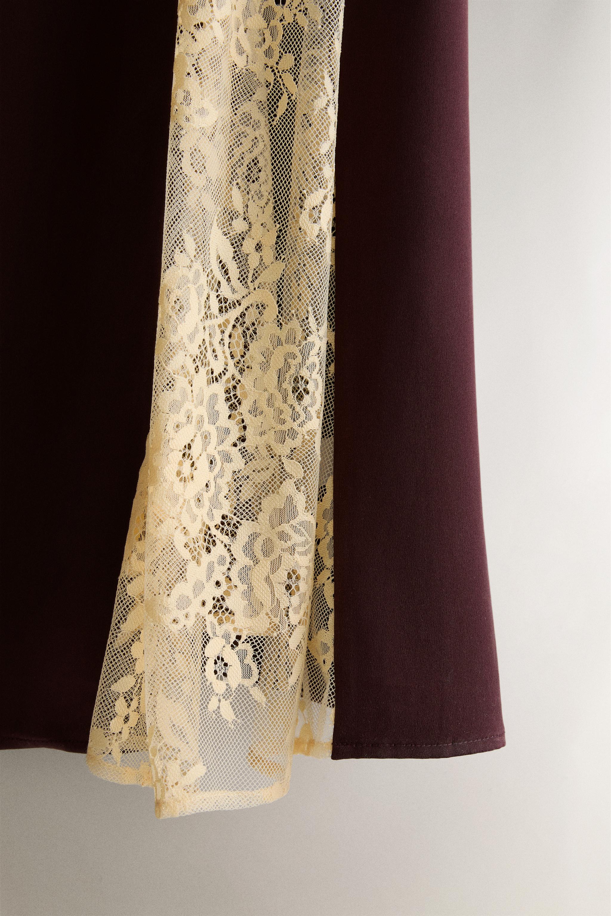 Женские платья Zara MULBERRY SILK LACE DRESS — фото 4