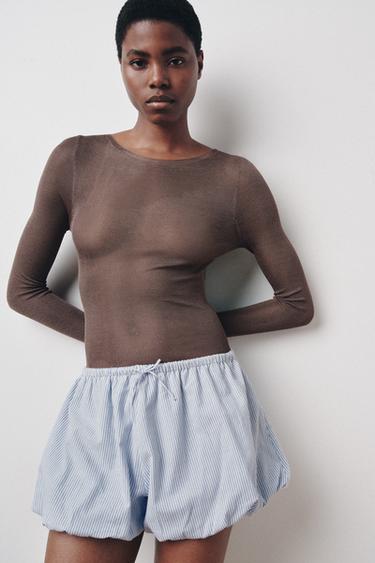 STRIPED CULOTTES SHORTS - Sky blue by Zara - Image 2