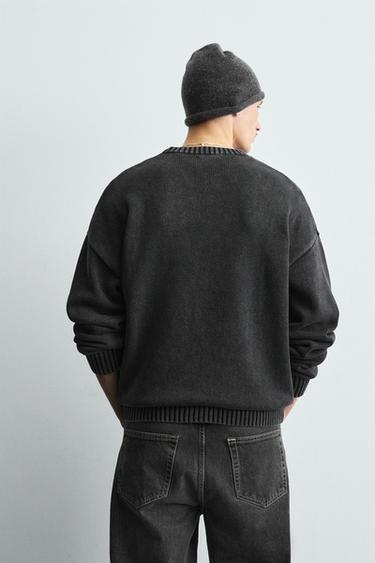 PULL LAVÉ BRODÉ - Noir de Zara - Image 2