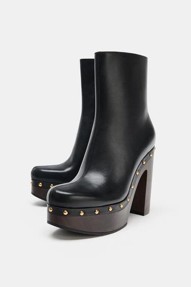 LEATHER PLATFORM ANKLE BOOTS - Black by Zara - Image 3