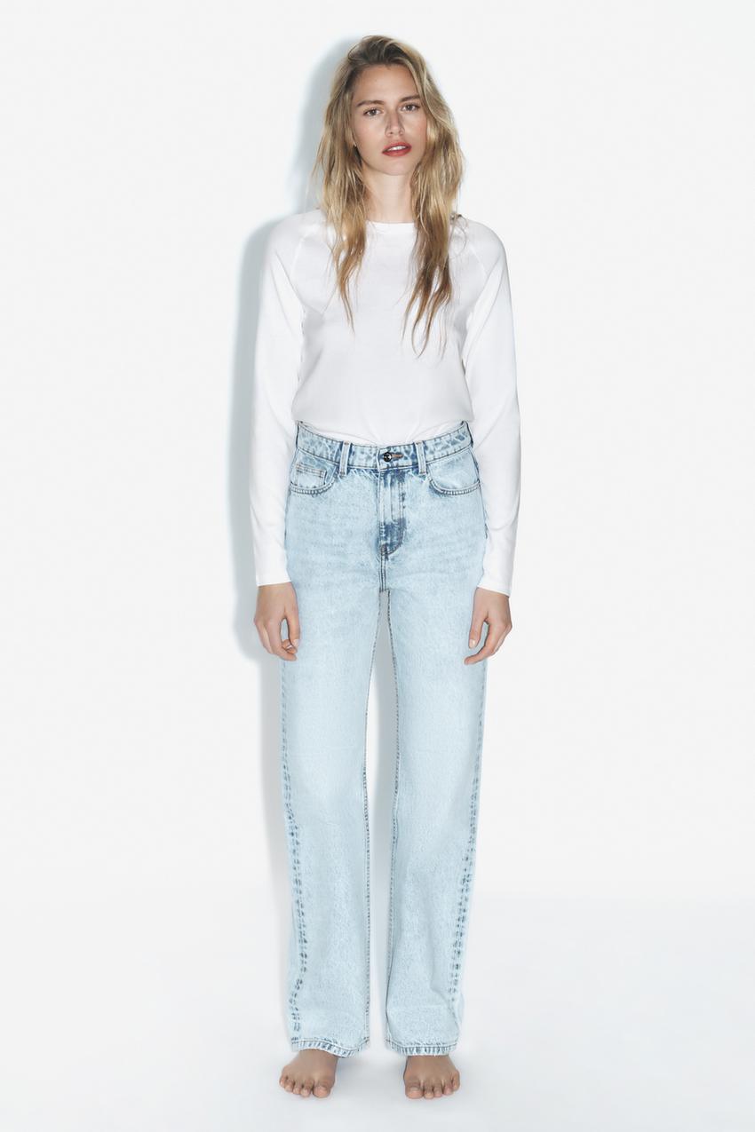 Zara High Rise Wide Leg Full Length Jeans, Women's Fashion