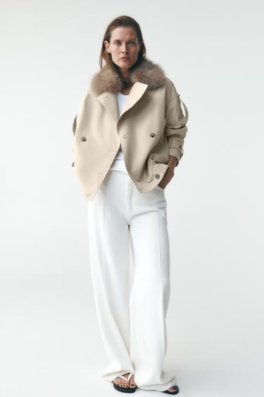 JEANS ZW COLLECTION WIDE LEG TIRO ALTO - Blanco roto de Zara