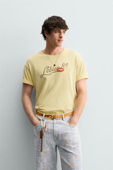 CAMISETA LAVADA LEBLON - Mantequilla de Zara