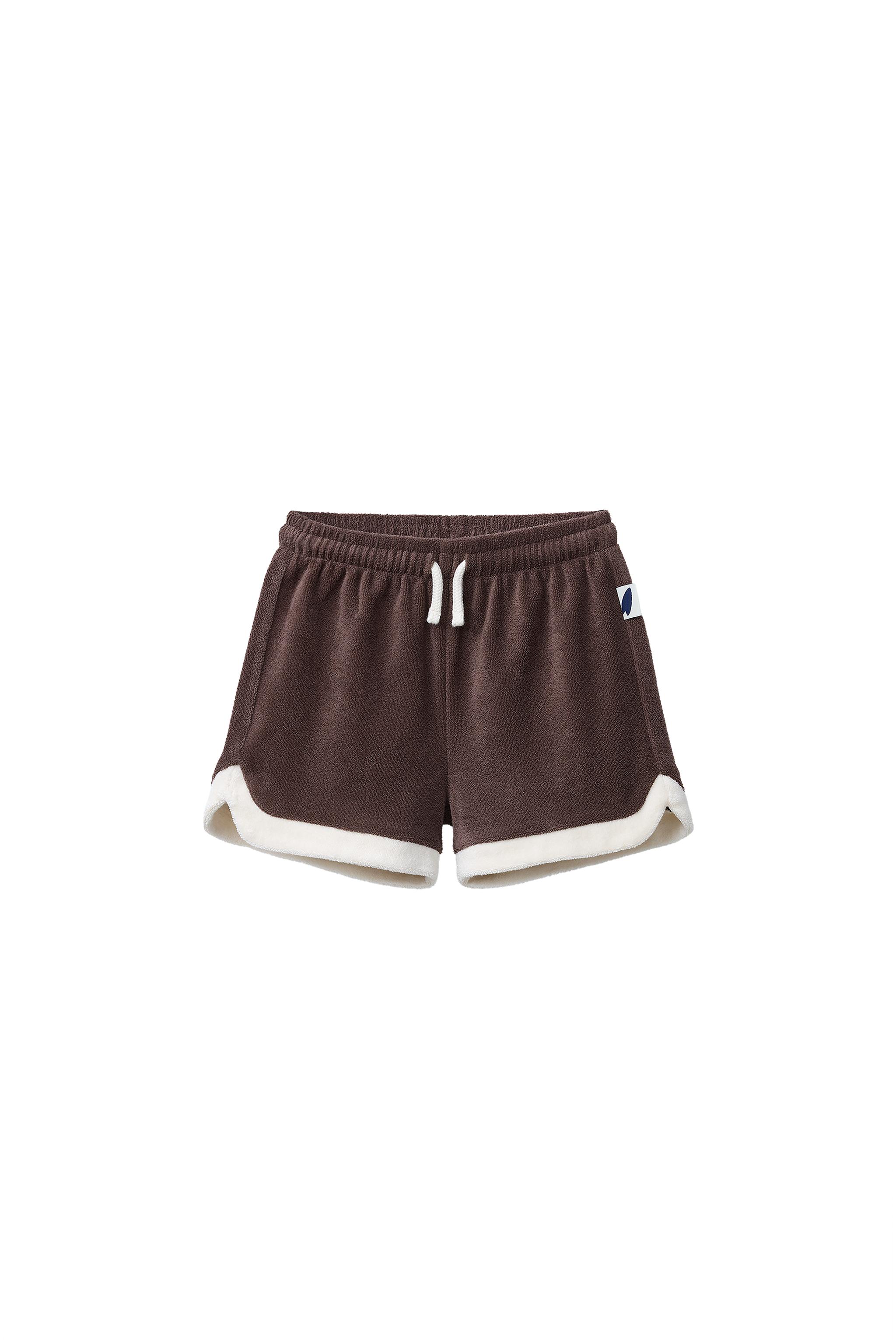 TERRYCLOTH EFFECT SHORTS WITH LABEL - Brown | ZARA United States