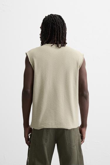 T-SHIRT EN MAILLE À IMPRIMÉ EN RELIEF - Vert d'eau de Zara - Image 2