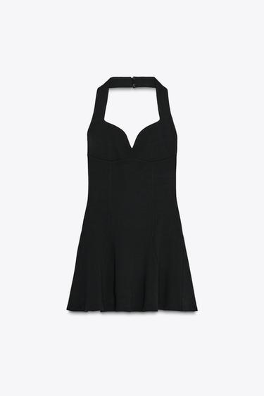 HALTER INTERLOCK SHORT DRESS - Black by Zara