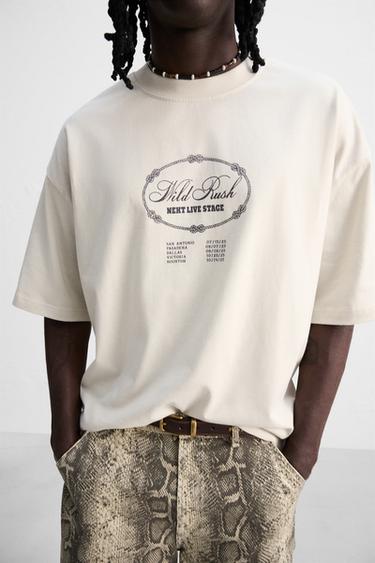 WASHED PRINT T-SHIRT - Sand by Zara - Image 4