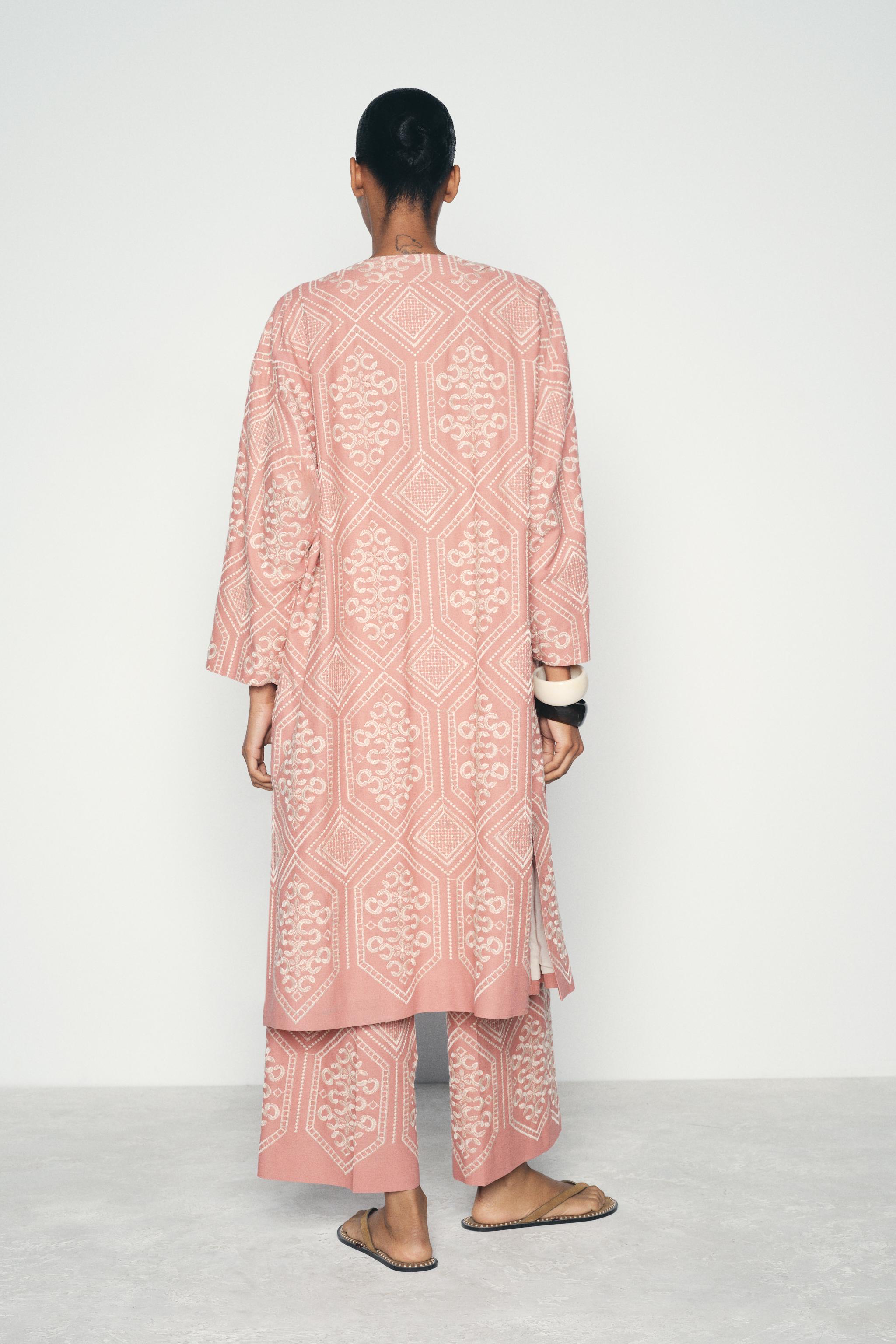 Zara selling Pink EMBROIDERED KIMONO