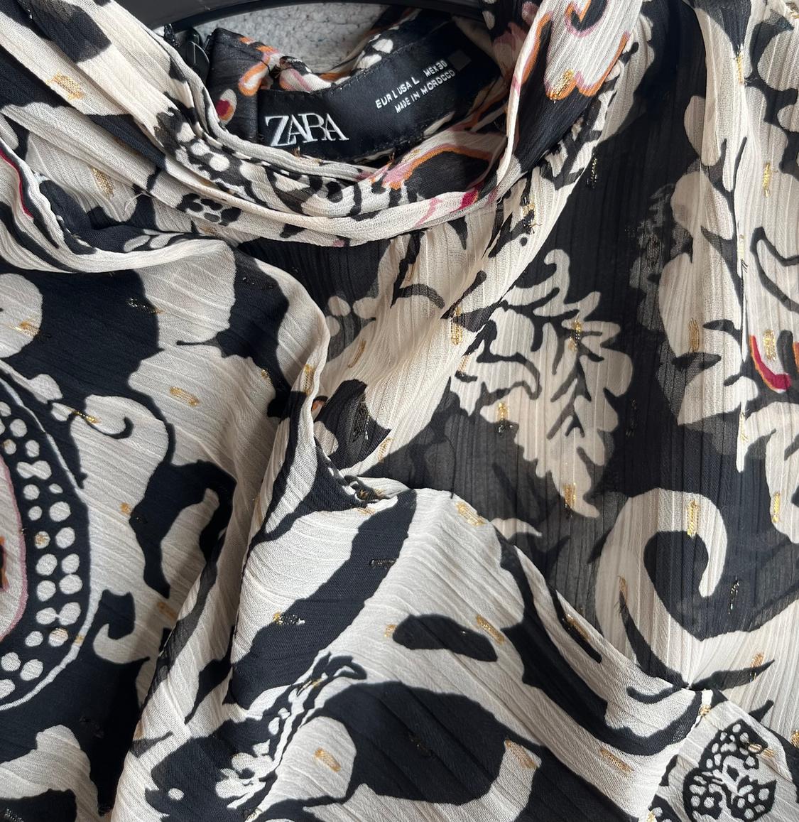 SHORT PRINTED DRESS WITH METALLIC THREAD - Image 3