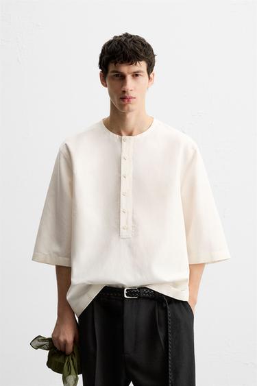 RELAXED FIT POLO SHIRT - Oyster-white by Zara