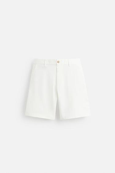 CHINO REGULAR FIT BERMUDA SHORTS - Oyster-white by Zara