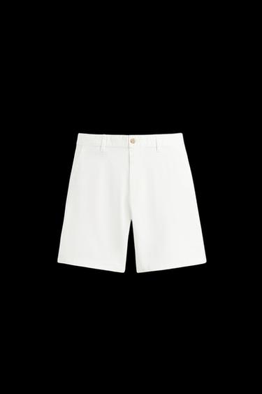 CHINO REGULAR FIT BERMUDA SHORTS - Oyster-white by Zara