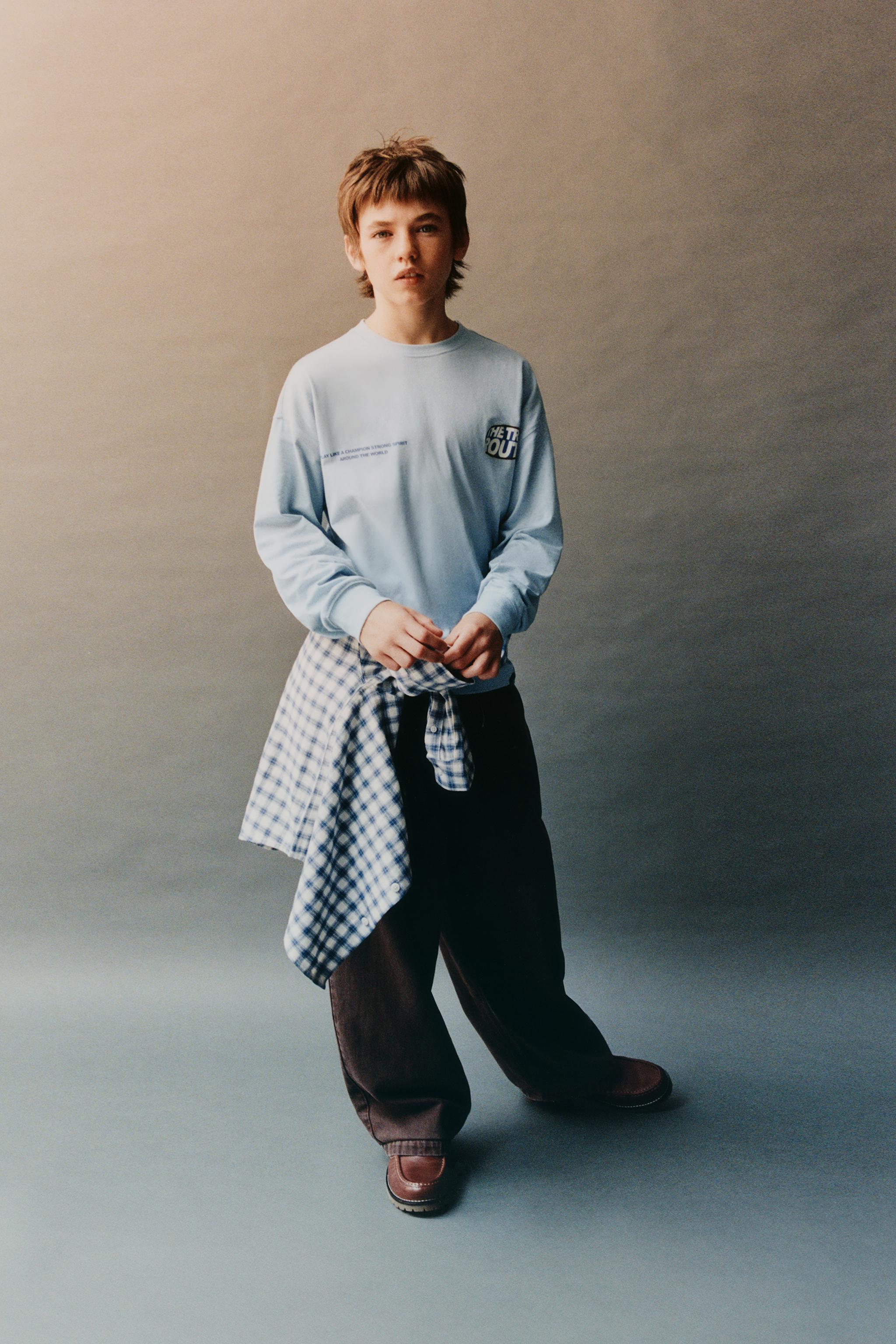 LOGO PRINT T-SHIRT - Blue | ZARA India