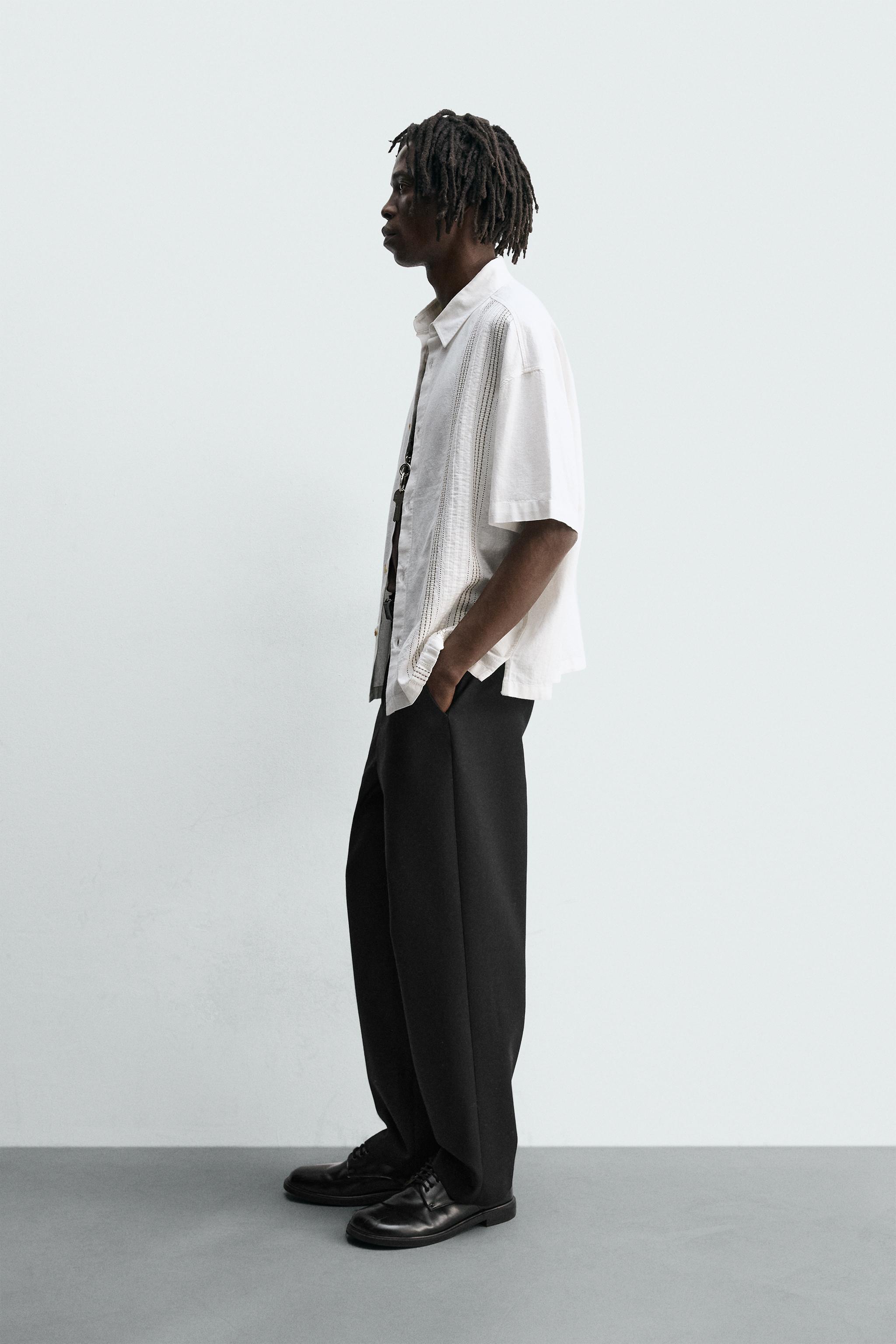 EMBROIDERED COTTON-LINEN SHIRT