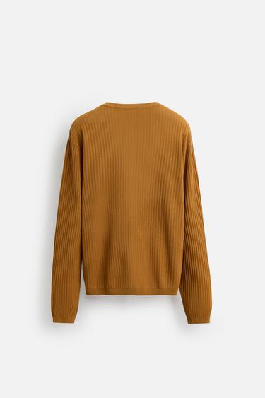 BUTTON-NECK KNIT T-SHIRT - Pumpkin by Zara - Image 6