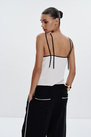 TOP STYLE LINGERIE LISERÉS CONTRASTANTS - Blanc cassé de Zara - Image 7