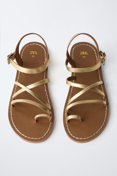 SANDALES EN CUIR - Or de Zara - Image 3