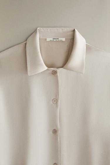 SILK SHIRT - Pearl grey by Zara - Image 1