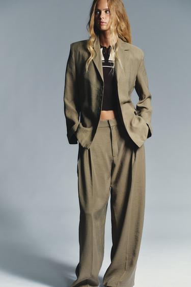 BLAZER ÉPAULETTES CEINTURE FINE - Kaki foncé de Zara - Image 2