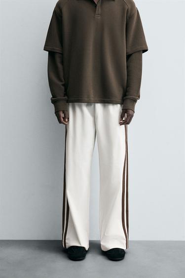 CALÇA JOGGER ESTRUTURA FAIXA - Cru da Zara