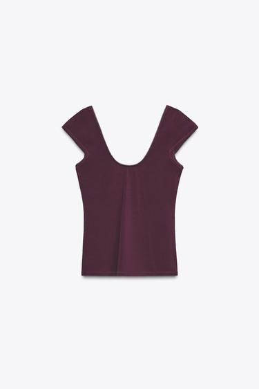 TOP LYOCELL DENTELLE - Violet de Zara - Image 6