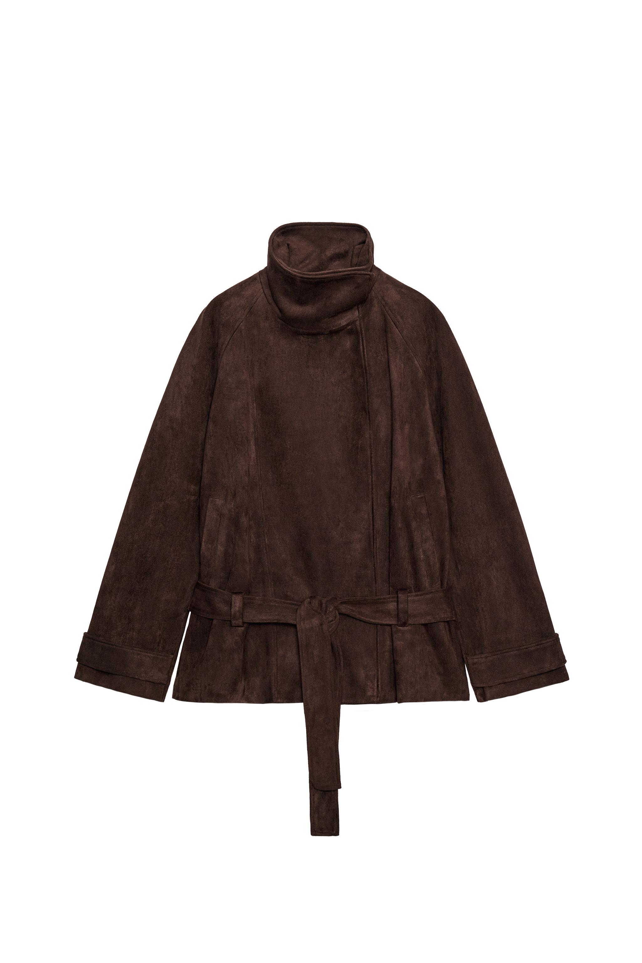 BELTED SUEDE EFFECT JACKET - Brown | ZARA Canada