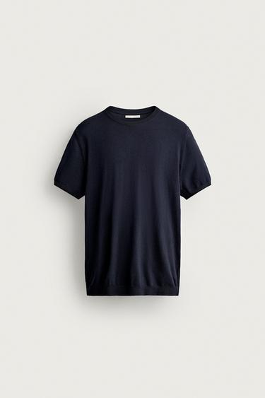 CAMISETA PUNTO REGULAR FIT BÁSICO - Marino oscuro de Zara