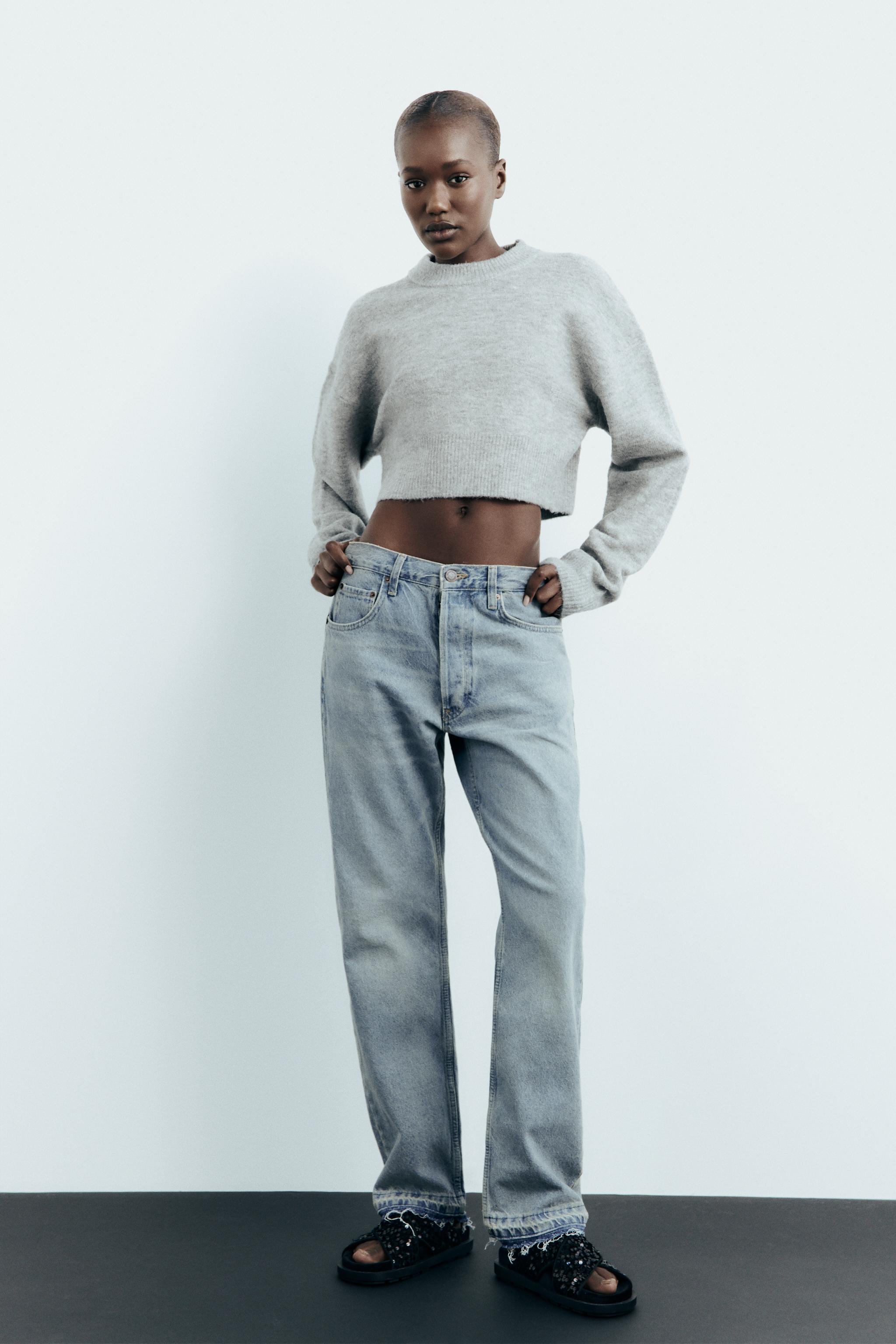 CROPPED KNIT SWEATER Mid gray ZARA United States