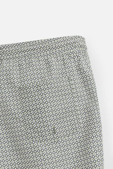 GEOMETRIC PRINT MID-LENGTH SWIMMING TRUNKS - Khaki by Zara - Image 3