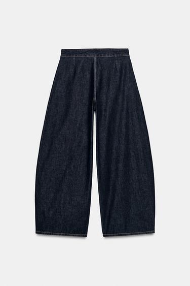 Zara TRF BALLOON POCKET JEANS - Dark indigo
