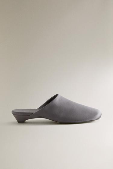 SATEEN HEELED MULES - Grey by Zara