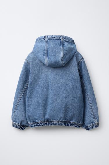 VESTE EN DENIM À CAPUCHE - Bleu moyen de Zara - Image 1