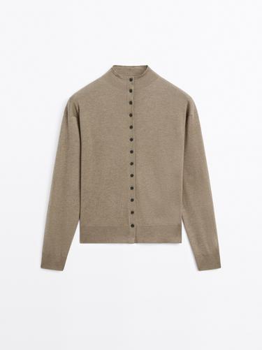 Zara Knit cardigan with mock turtleneck - Greenish