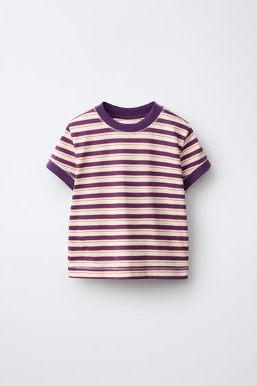 STRIPED T-SHIRT - Purple by Zara