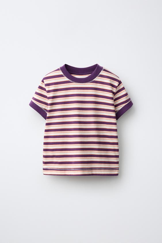 STRIPED T-SHIRT - Purple by Zara - Image 0