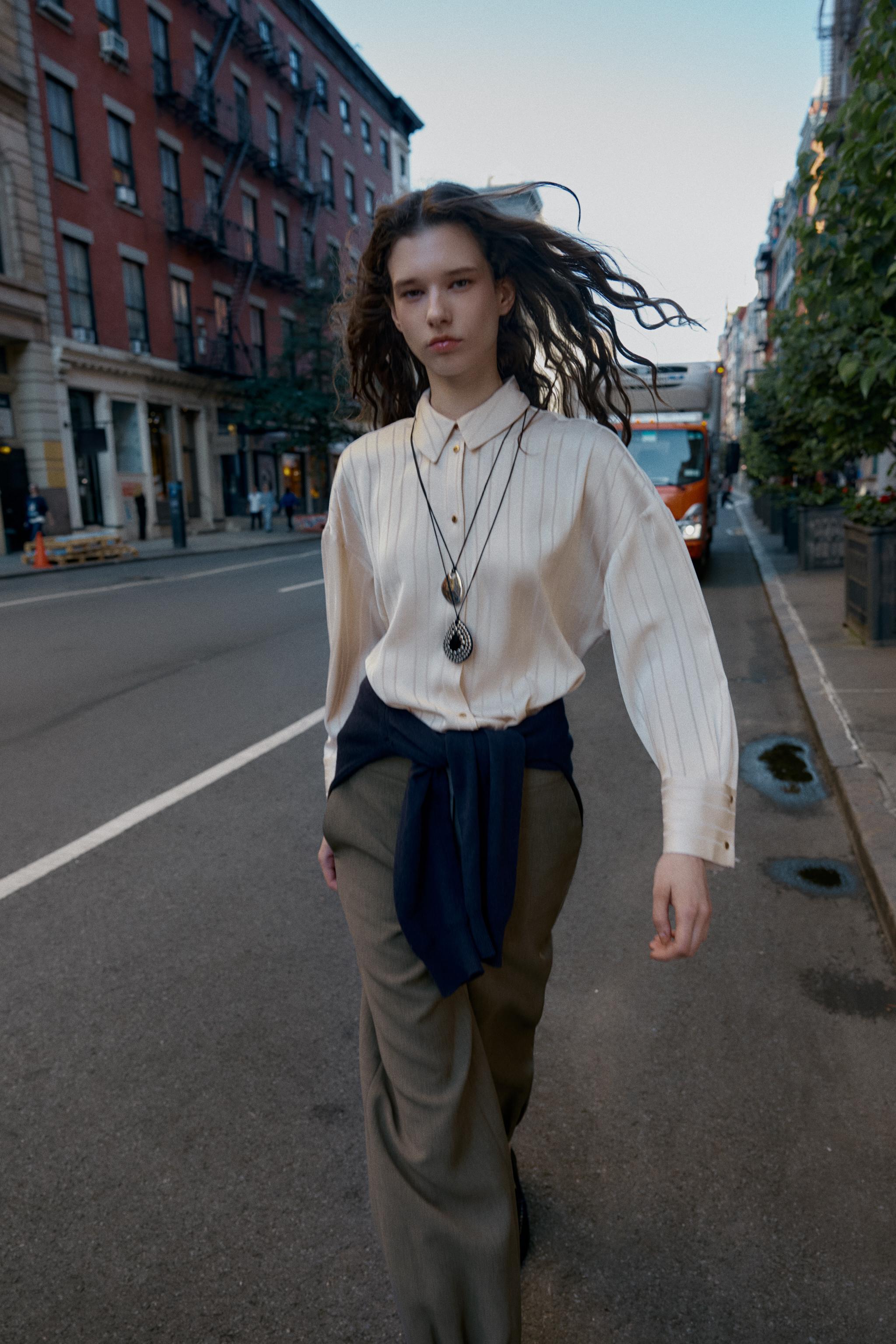 トップス MARKAWARE HUGE SHIRT white 2 STRIPED OVERSIZED SHIRT - Ecru | ZARA United States