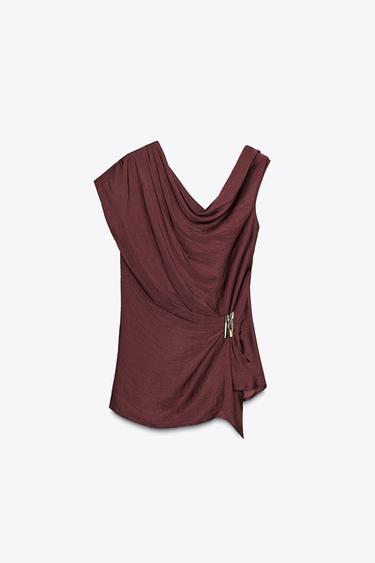 ASYMMETRIC HARDWARE TOP - Burgundy by Zara - Image 4