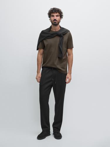 Zara Regular fit T-shirt with crew neck - Khaki - Image 0
