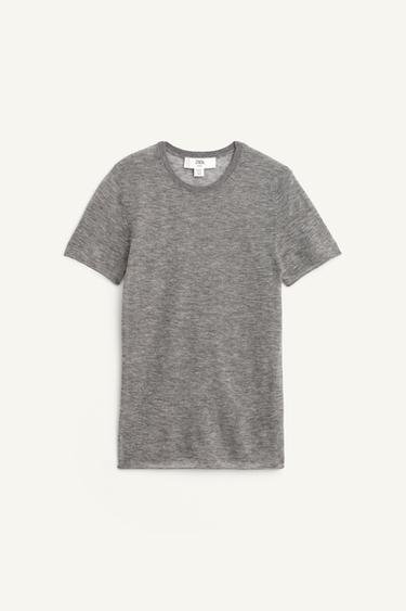 Zara 100% WOOL KNIT TOP LIMITED EDITION - Gray