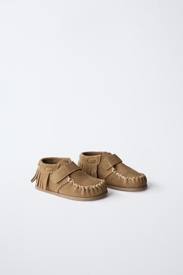 BAREFOOT LEATHER FRINGE BOOTS - Brown by Zara - Image 1