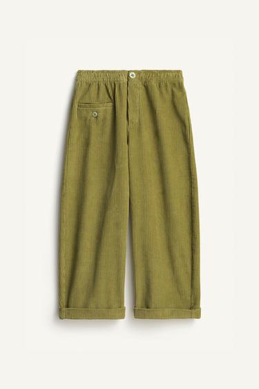 PANTALON WIDE LEG EN VELOURS CÔTELÉ ÉDITION LIMITÉE - Vert de Zara