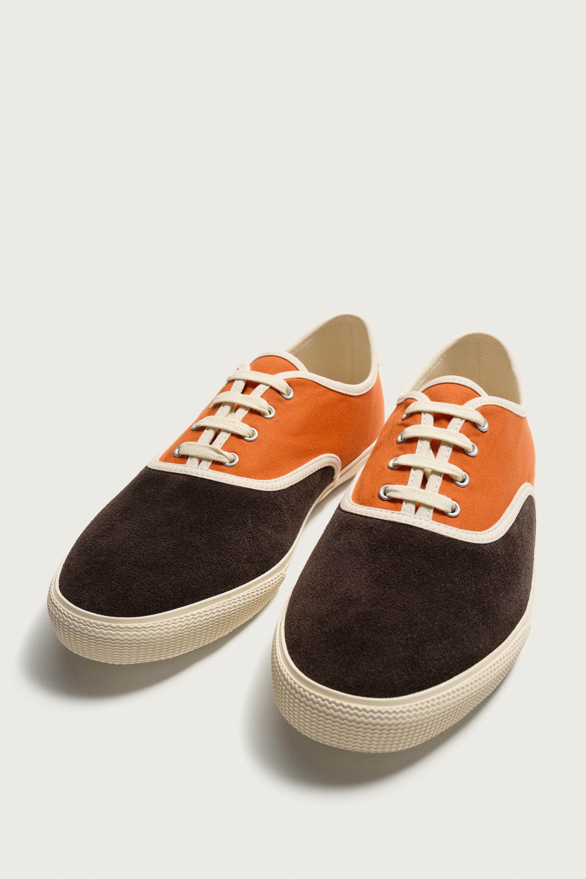 Мужские кроссовки Zara COMBINATION LEATHER SNEAKERS — фото 5