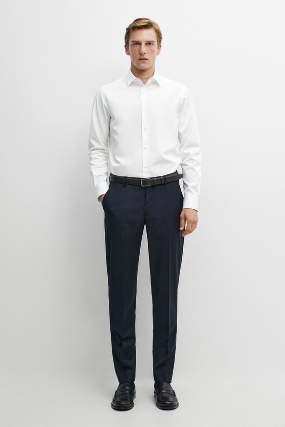 Chemise slim en popeline 100 % coton - Blanc de Zara - Image 0