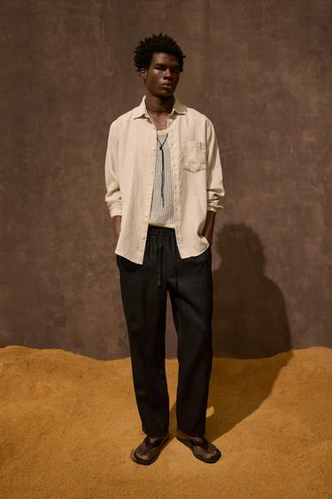CAMISA 100% LINO - Beige claro de Zara - Imagen 0