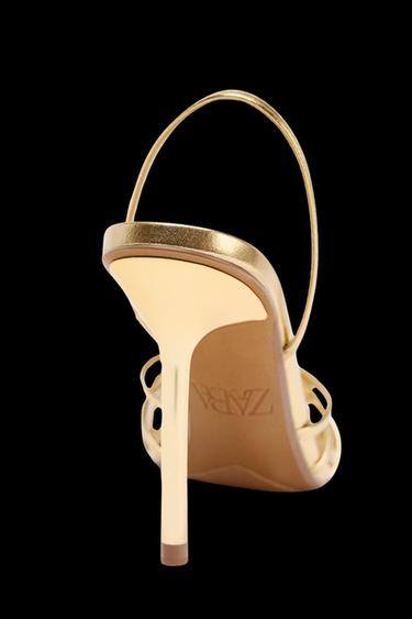SANDALIA TACÓN EFECTO METALIZADO - Oro de Zara